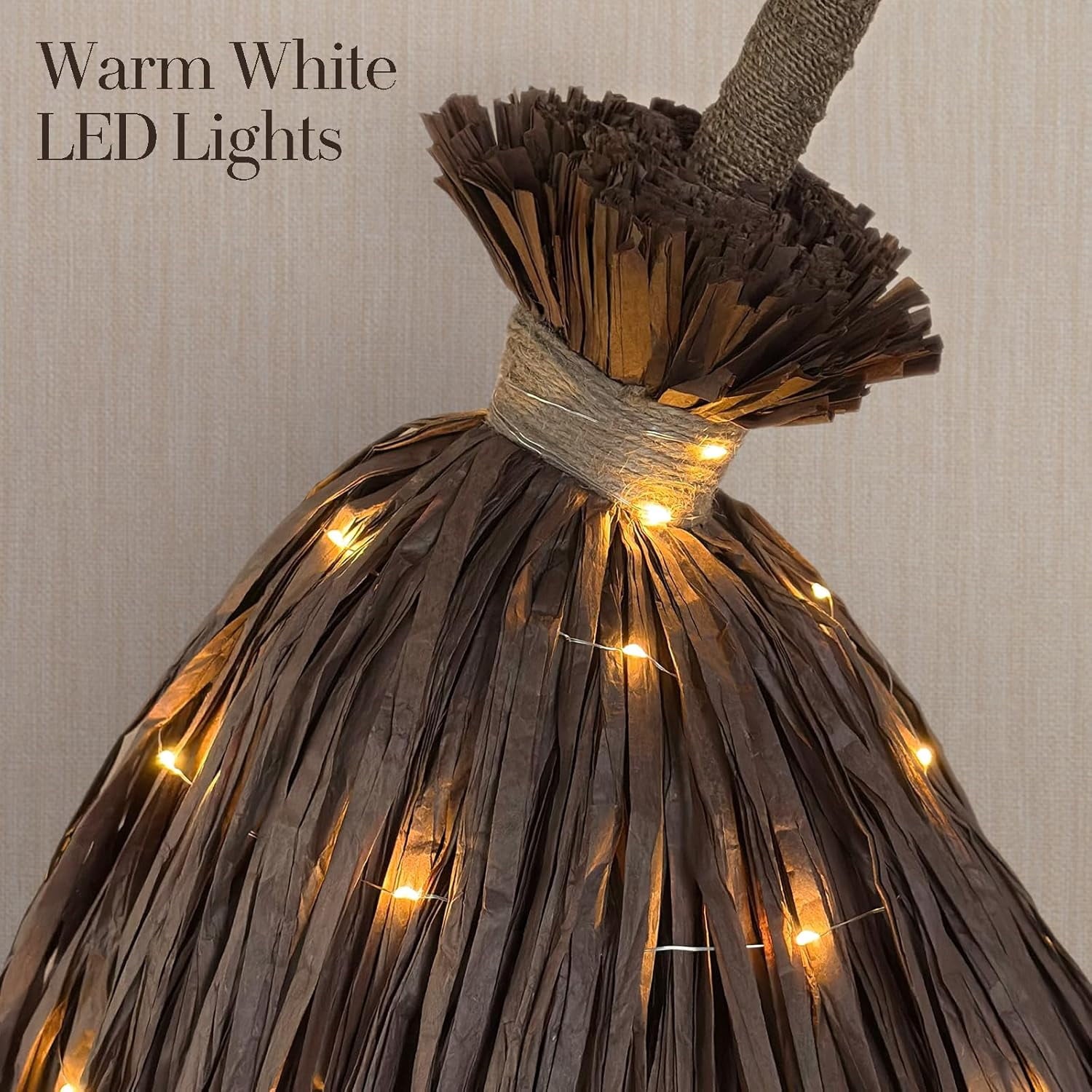 Halloween Decorations - Fall Decor for Home - 5.5 Ft Giant Light-Up Witches Broom - Rustic Farmhouse Decoration for Indoor Outdoor Front Door Porch