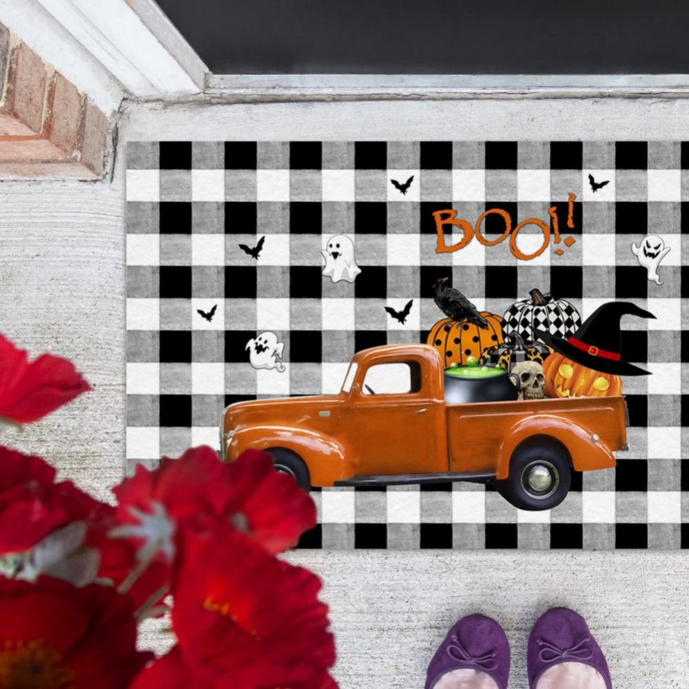 Halloween Door Mat Outdoor Trick or Treat Doormat Non Slip Funny Rug Pumpkin Holiday Decorative Entrance Mat for Halloween Indoor Outdoor Decoration, 15.7x23.6"