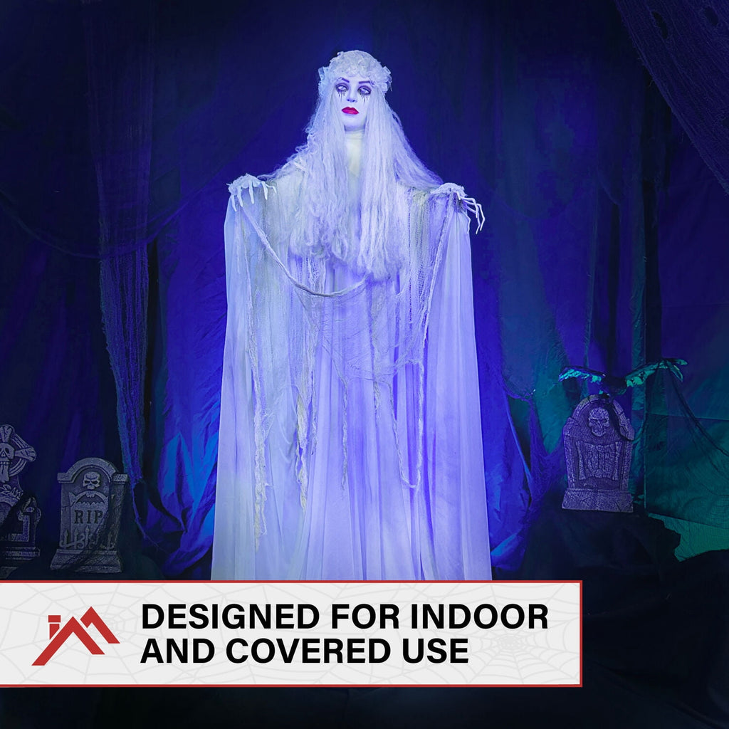 Haunted Hill Farm 6.5 Ft Life-Size Animatronic Bride Indoor/Outdoor Halloween Decoration, Multicolor, HHLADY-2FLSA