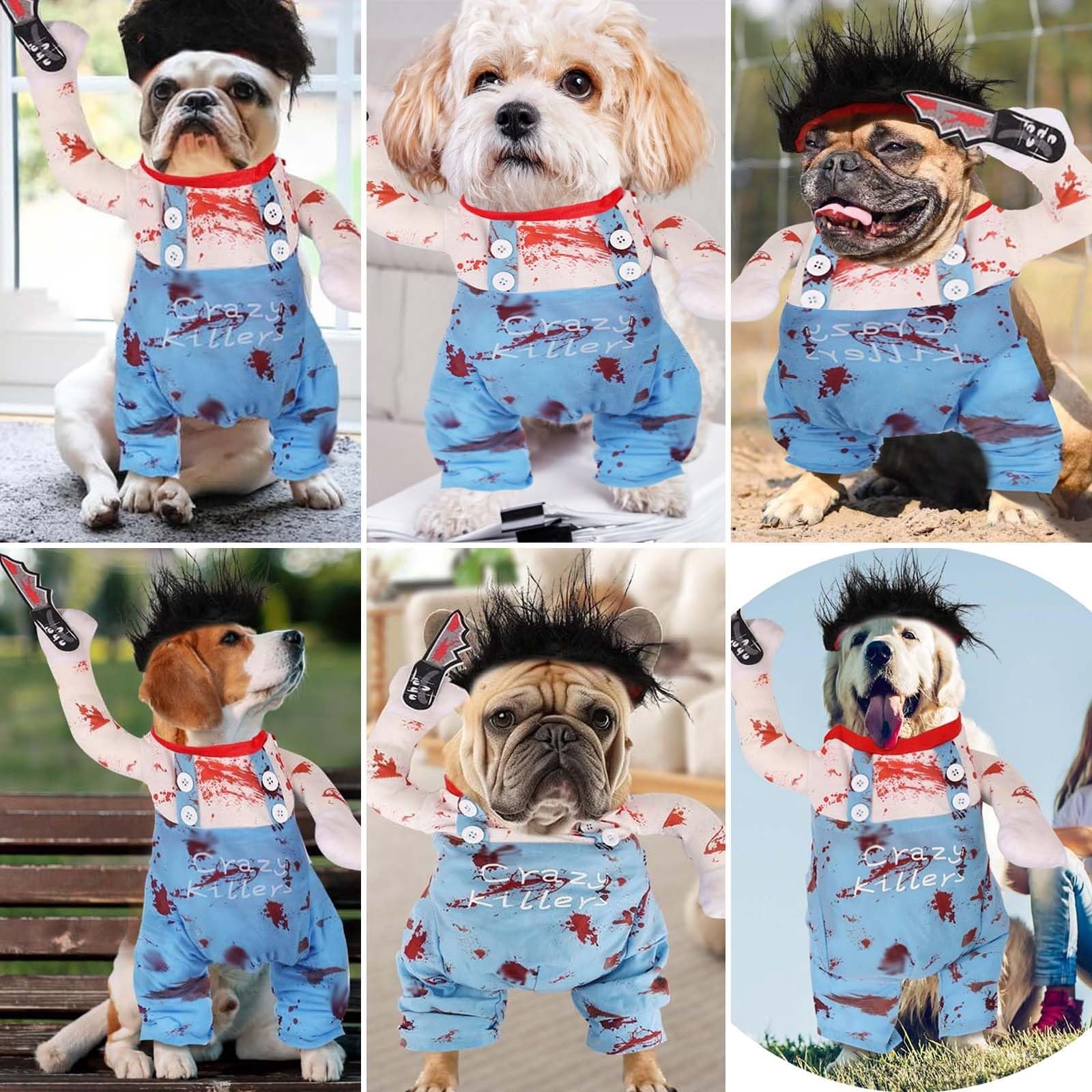WILLED Halloween Deadly Dog Costume, Funny Pet Cosplay Christmas Outfit, Adjustable Party Dress Up Clothes for Small Medium Large Dogs