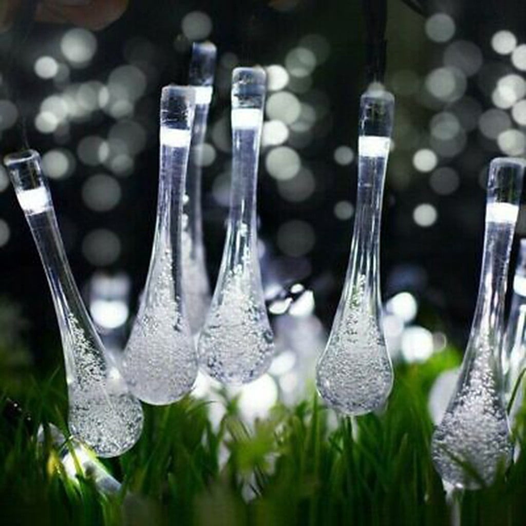 Gcvizuso Christmas Lights, String Lights, Outdoor Garden Party 20 LED Teardrop Solar Garden Lantern String