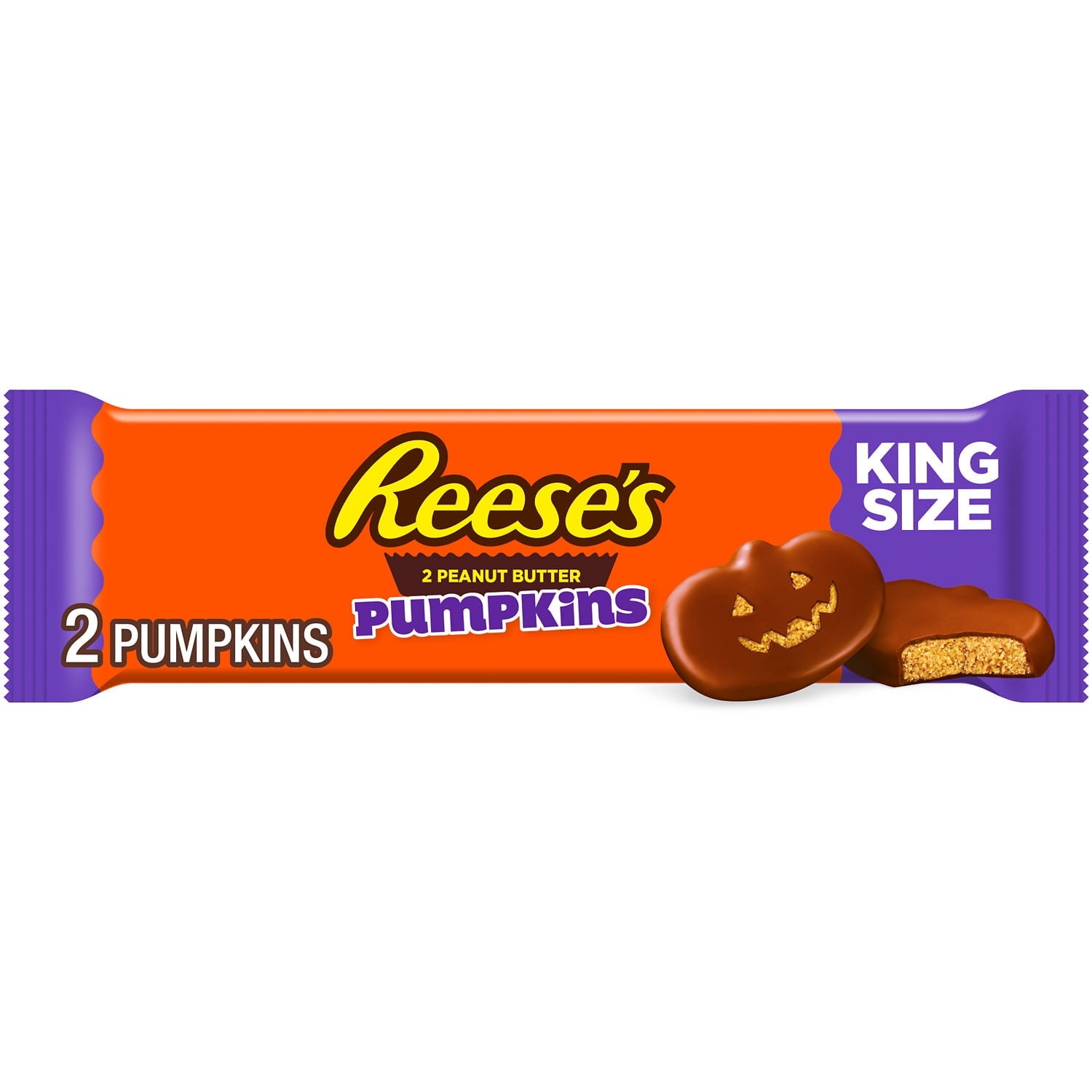 Reese's Milk Chocolate King Size Peanut Butter Pumpkins, Halloween Candy Pack, 2.4 oz