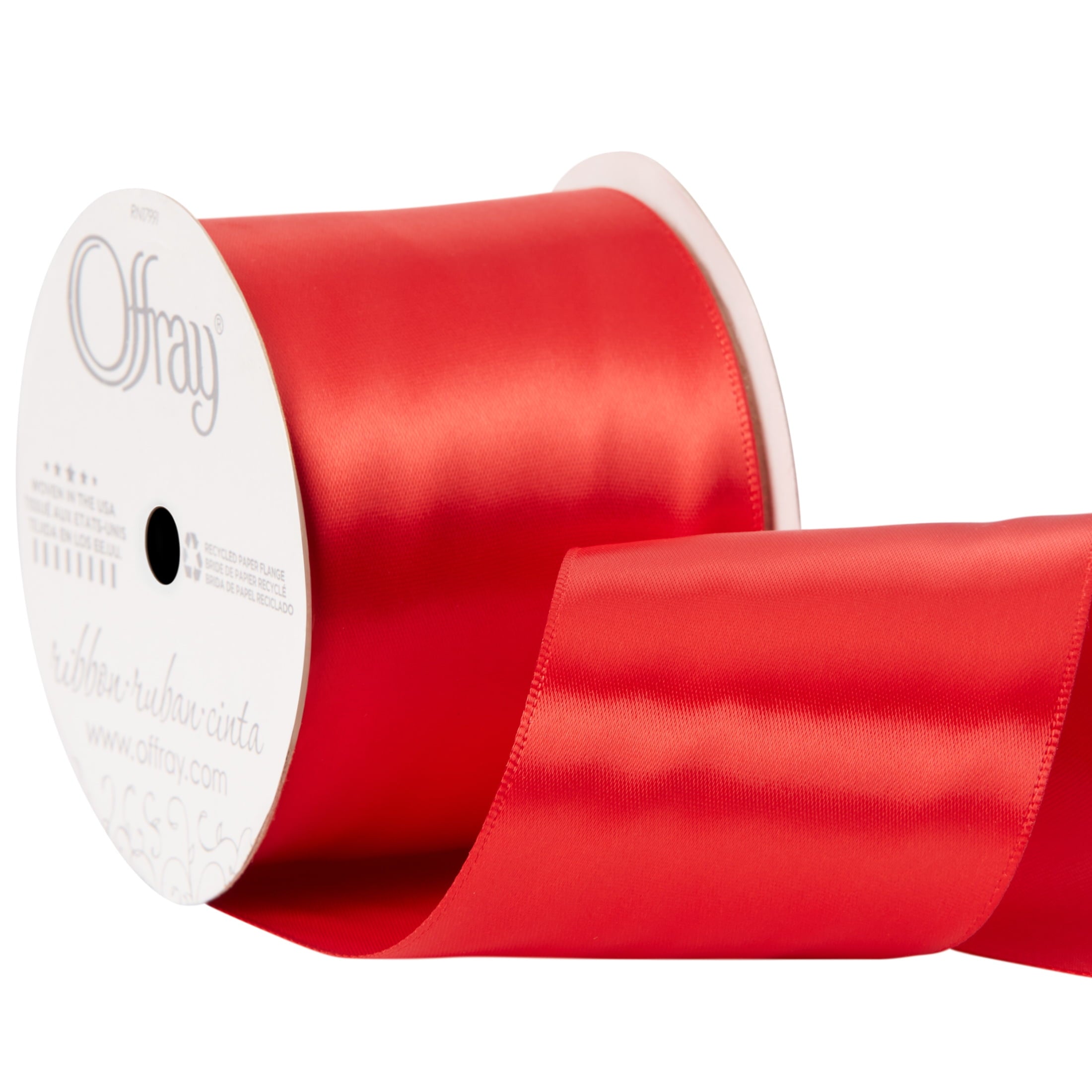 (2 pack) Offray Ribbon, Red 2 1/4 inch Single Face Satin Polyester Ribbon for Sewing, Crafts, and Gifting, 9 feet, 1 Each