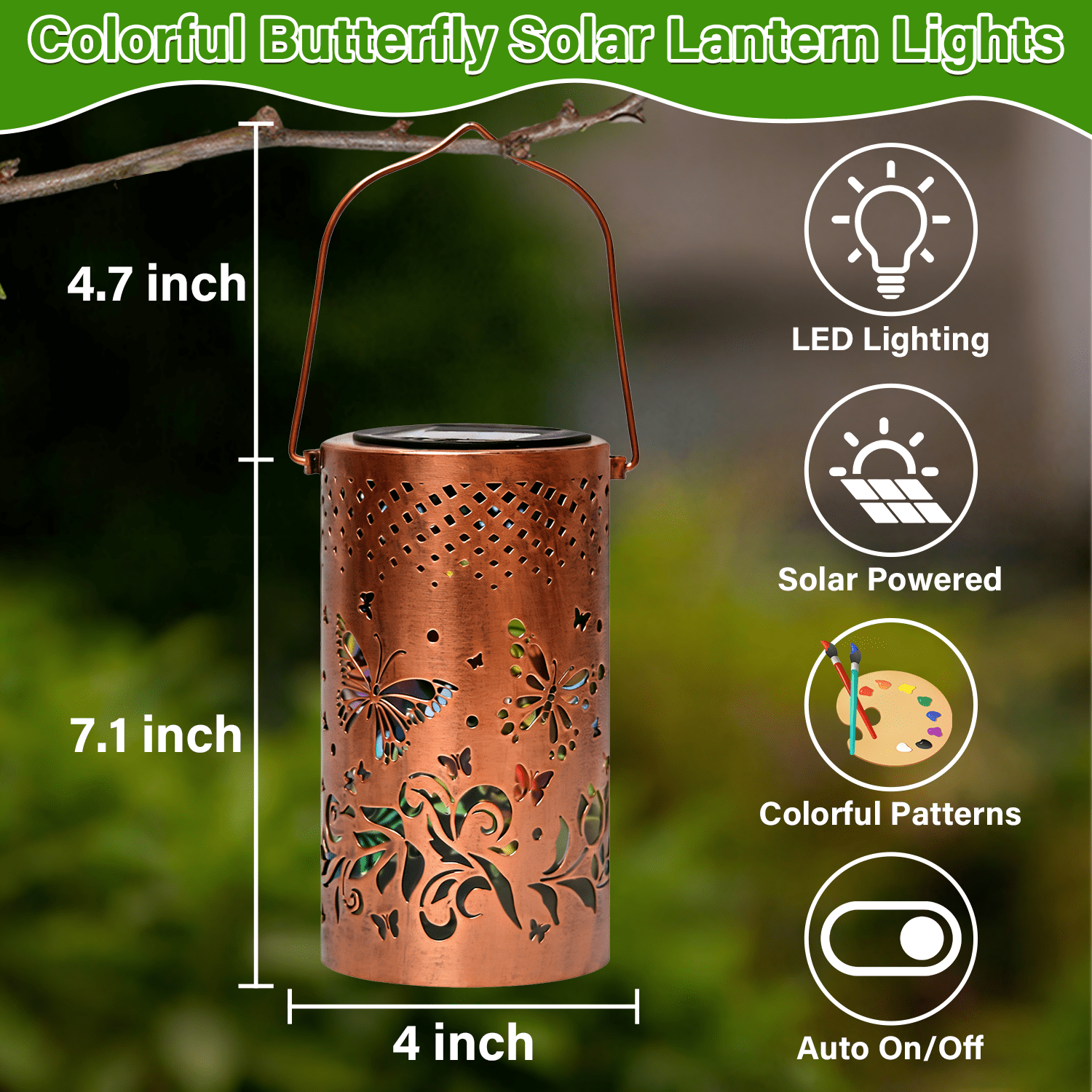 Colorful Solar Lanterns IP65 Outdoor Waterproof, Mother's Day Gifts for Women Mom Grandma - LED Colorful Sunflower Solar Lights Metal Hanging Lantern for Patio Yard Porch