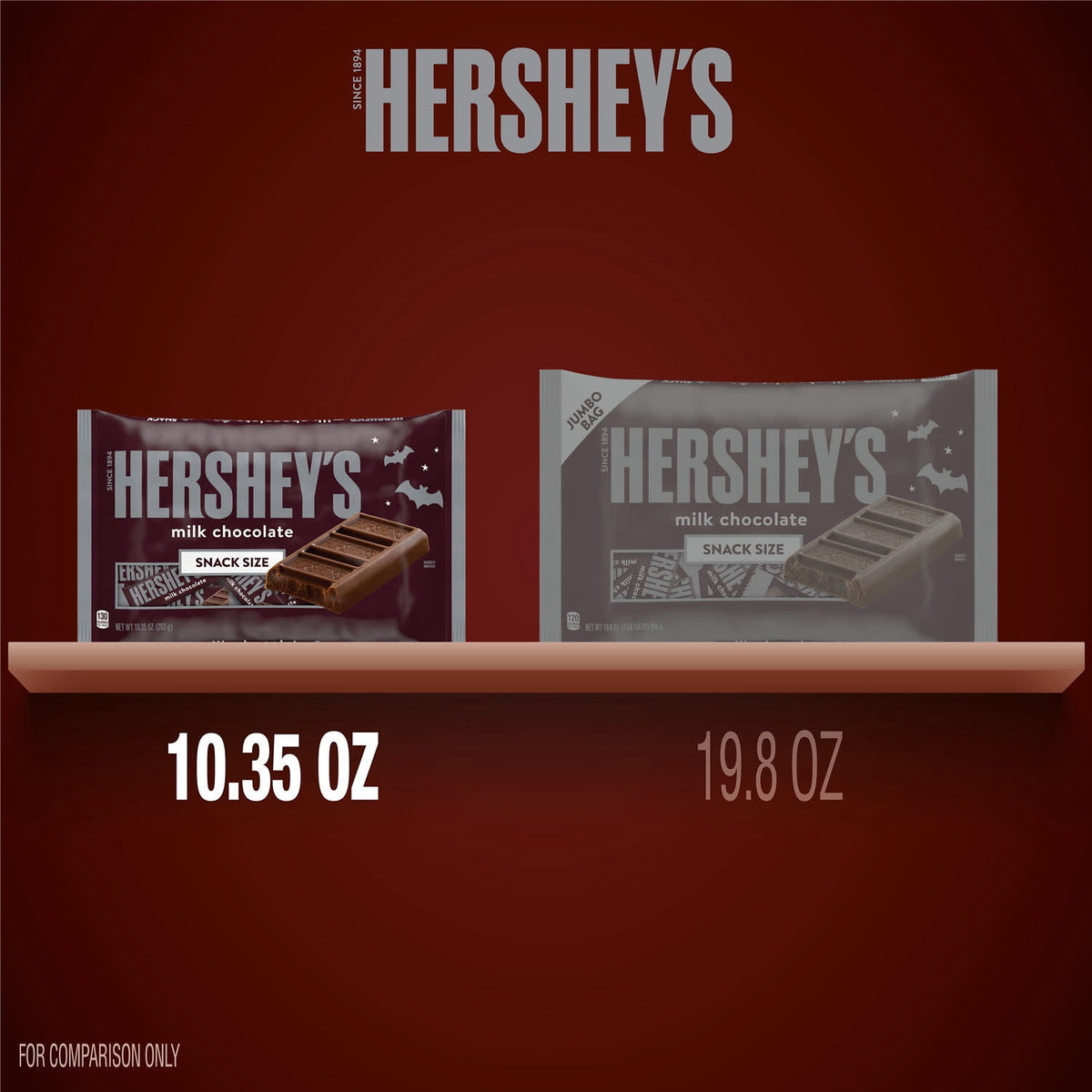 Hershey's Milk Chocolate Snack Size, Halloween Candy Bag, 10.35 oz