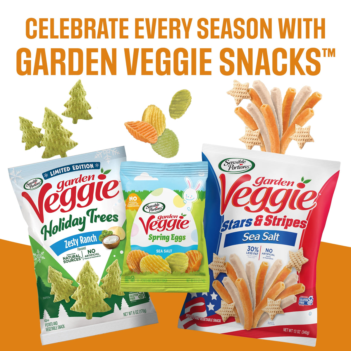 Sensible Portions Garden Veggie Ghosts & Bats Sea Salt Snack Chips Multipack, 0.5 oz (12 Count)