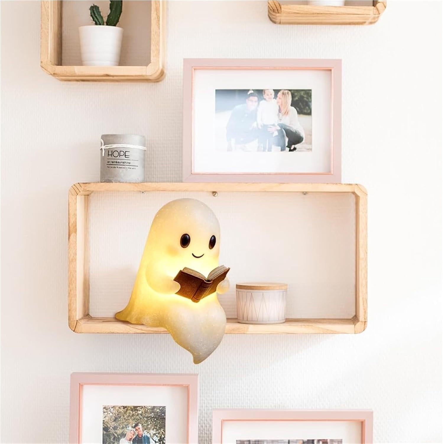 YZEGDCH Halloween 3D Ghost Campfire Flickering Night Light 2 Funny Roasting Marshmallows at Campfire LED Electric Faux Flameless Campfire Nightlight Funny Halloween Decor