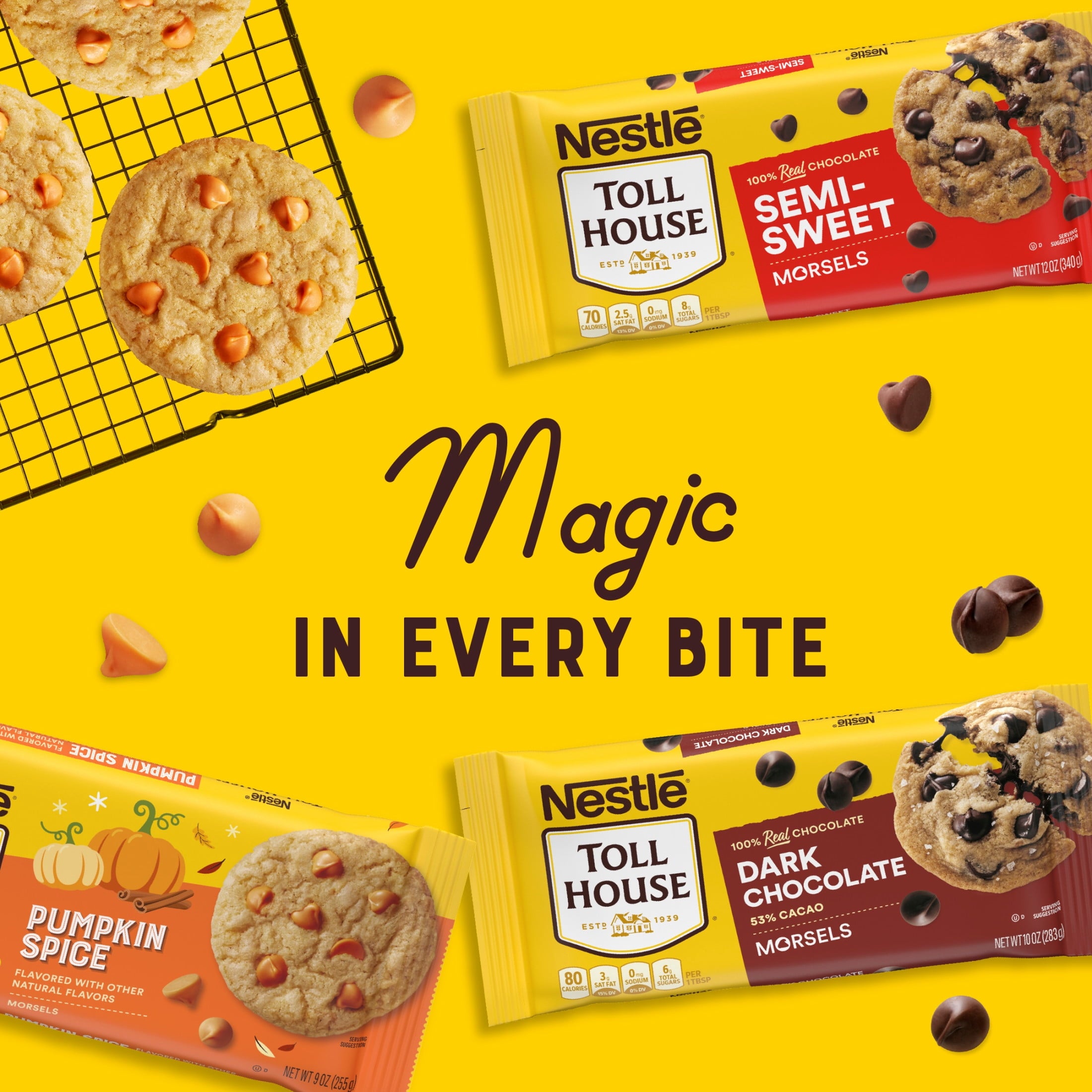 Nestle Toll House Pumpkin Spice Regular Baking Chips, Morsels for Halloween Baking, 9 oz Bag