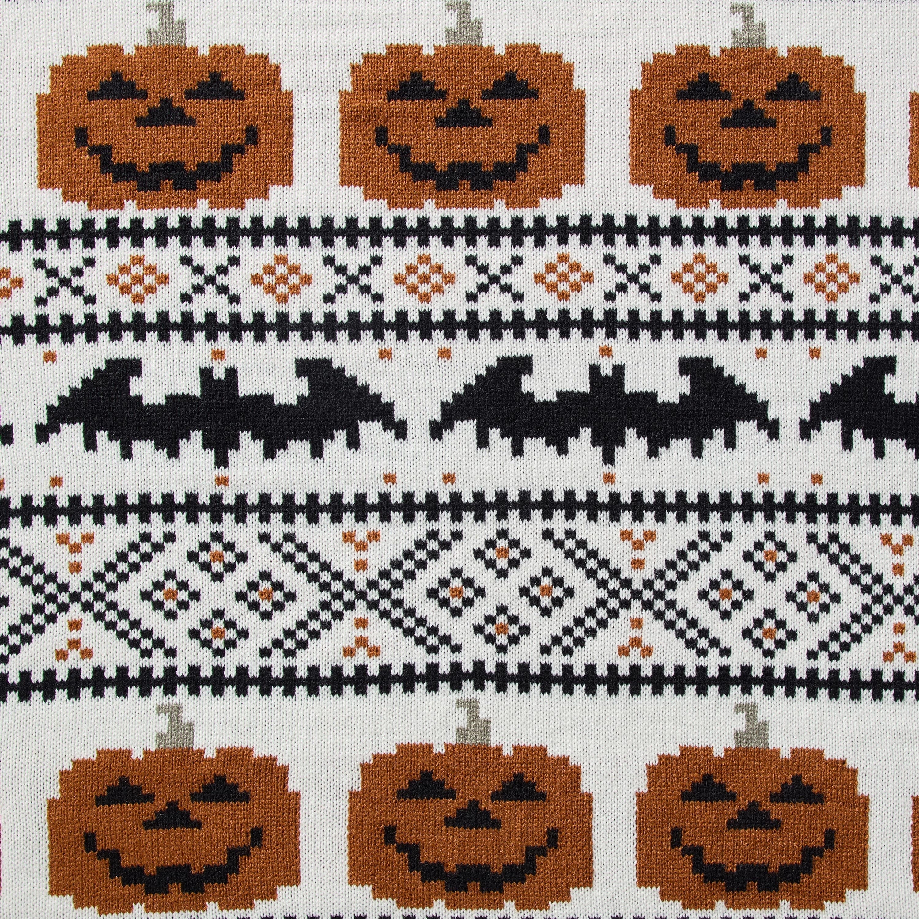 My Texas House Halloween Pumpkins and Bats Cotton Knit Throw, Multicolor, 50" x 60"
