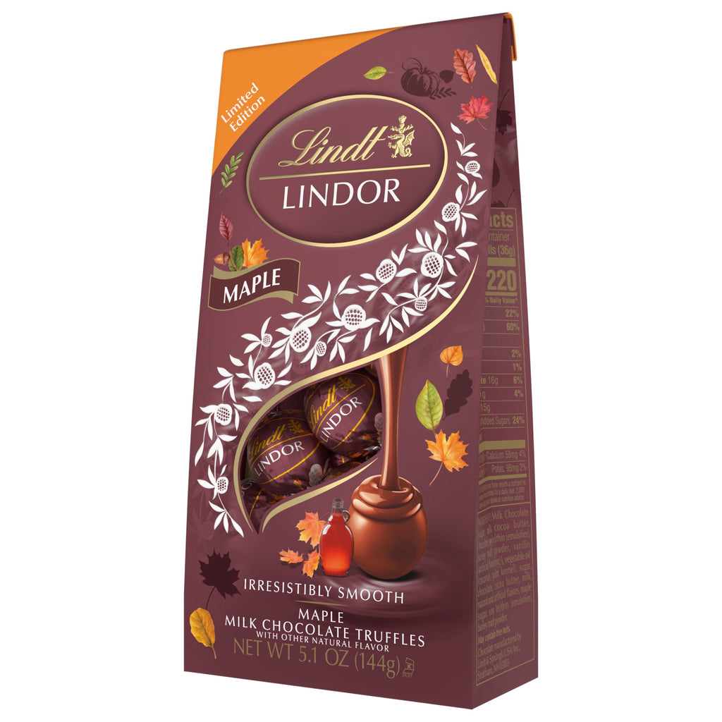 Lindt Lindor Maple Milk Chocolate Candy Truffles, 5.1 oz. Bag