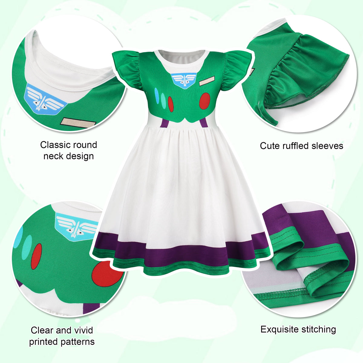 Benylion Cowgirl Costume for Girl Summer Dress Western Dress Up Outfit for Kids Halloween Cosplay Party Dresses Ruffle Sleeve for 5-6 Years