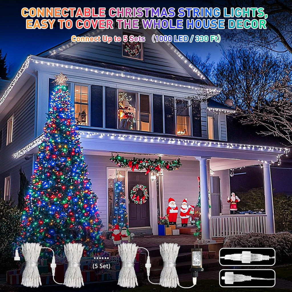 JMEXSUSS 200 LED Christmas Lights Indoor Outdoor, Connectable Warm White Christmas Tree Lights Clear Wire, 66 Ft Twinkle Fairy String Lights Plug in for Bedroom Wedding Christmas Tree Decorations