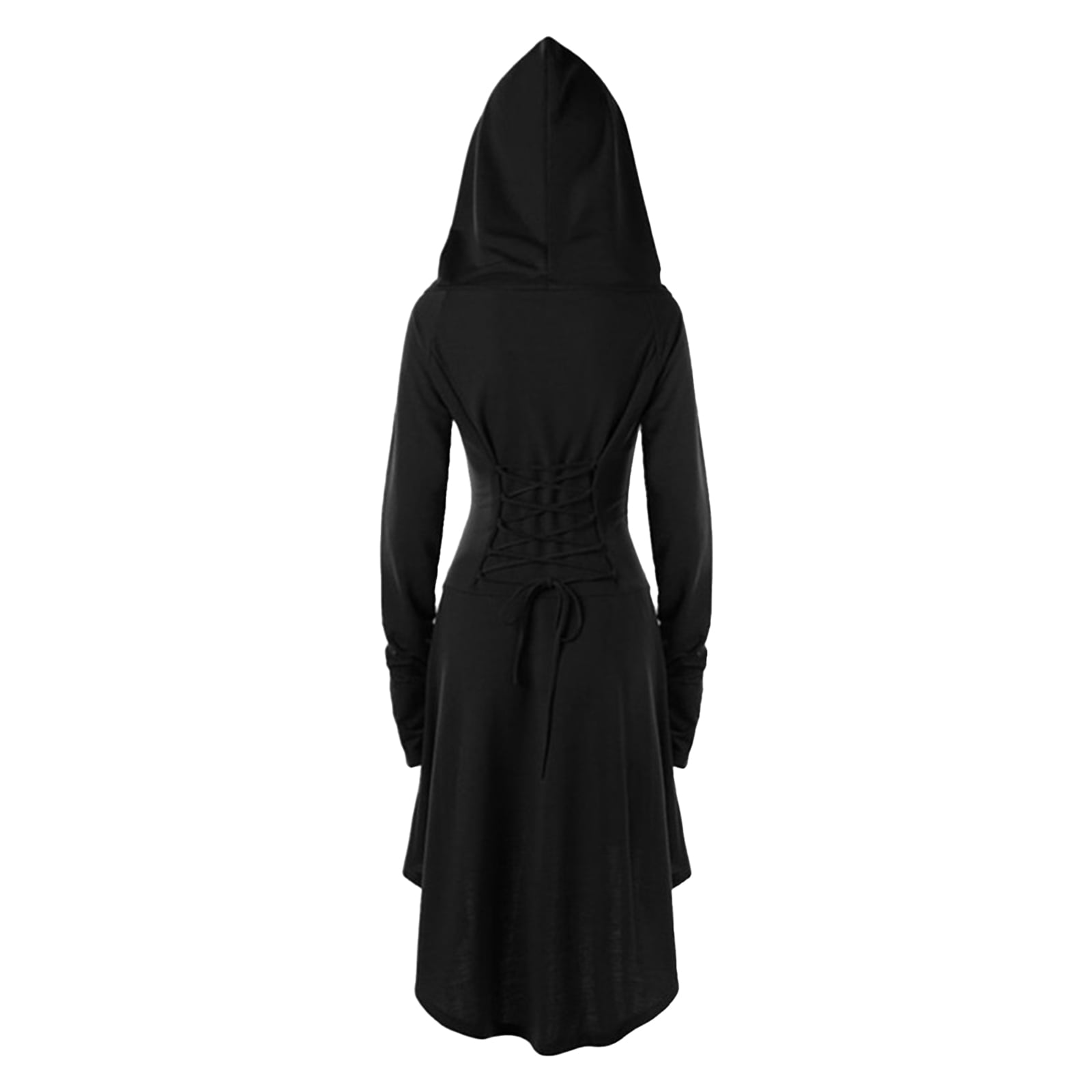 WASFDN Womens Renaissance Costumes Hooded Robe Lace Up Renaissance Dress Women Halloween Vintage Medieval Cloak(Green,L)