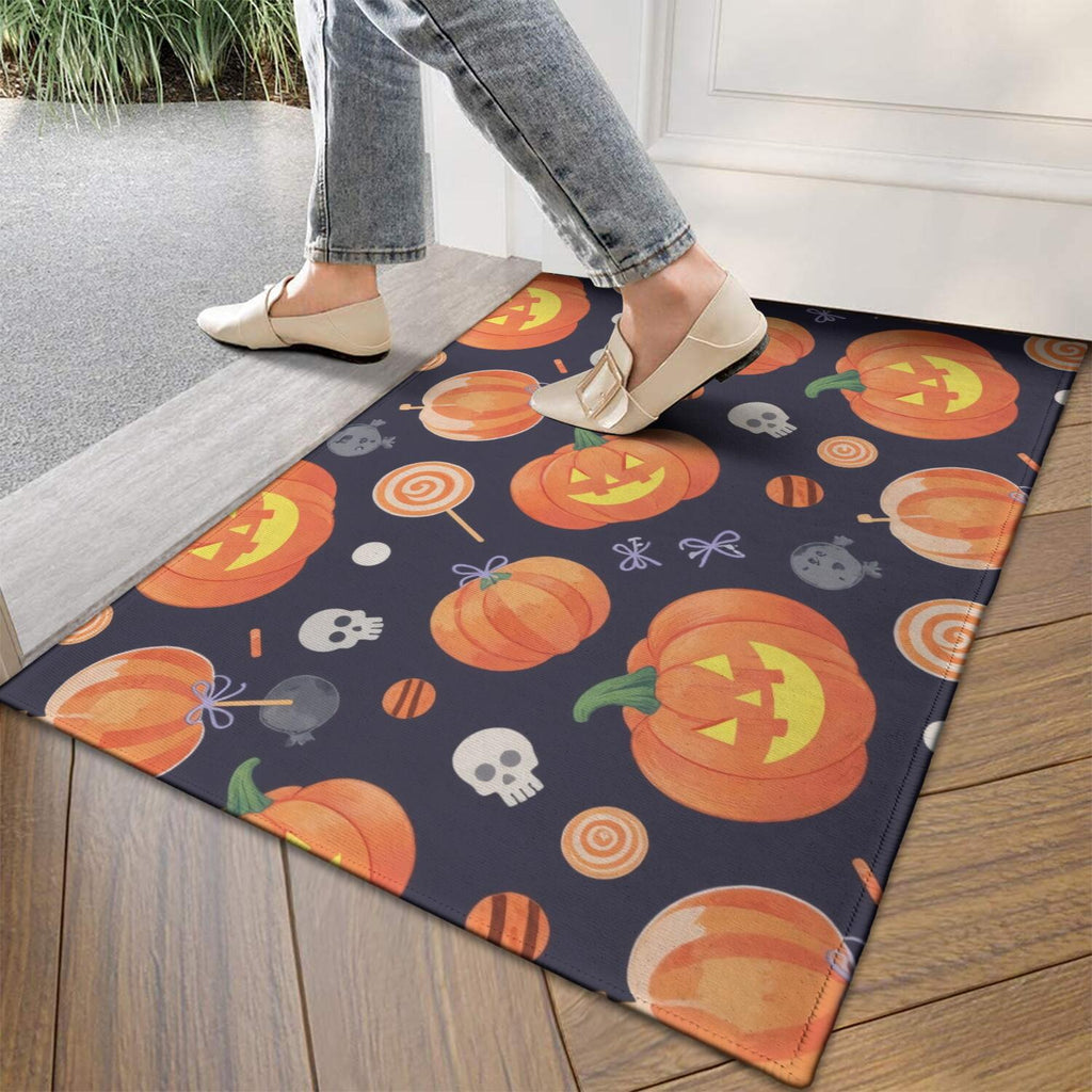 Happy Halloween Door Mat Decorations Spider Bat Doormat Plain the Indoor Door Mat/Outdoor Crystal Velvet 30x17 Inches