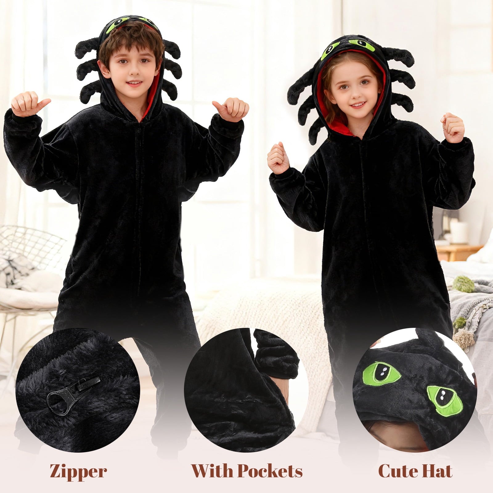 GOBWCOT Kids Onesie Pajamas Dragon Costume Children Animal Sleepwear Jumpsuit Cosplay for Boys and Girls