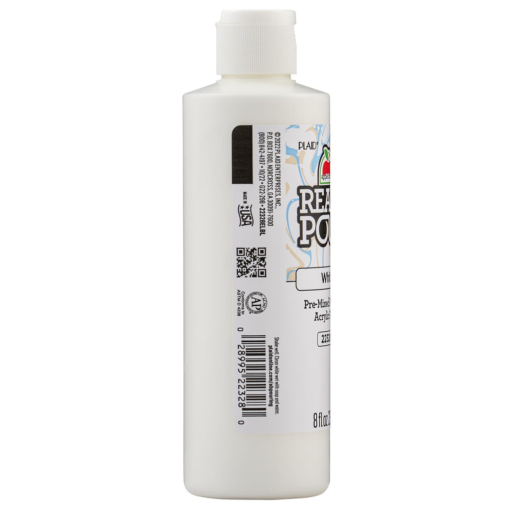 Apple Barrel Ready Pour Pre-Mixed Pouring Acrylic Craft Paint, White, 8 fl oz