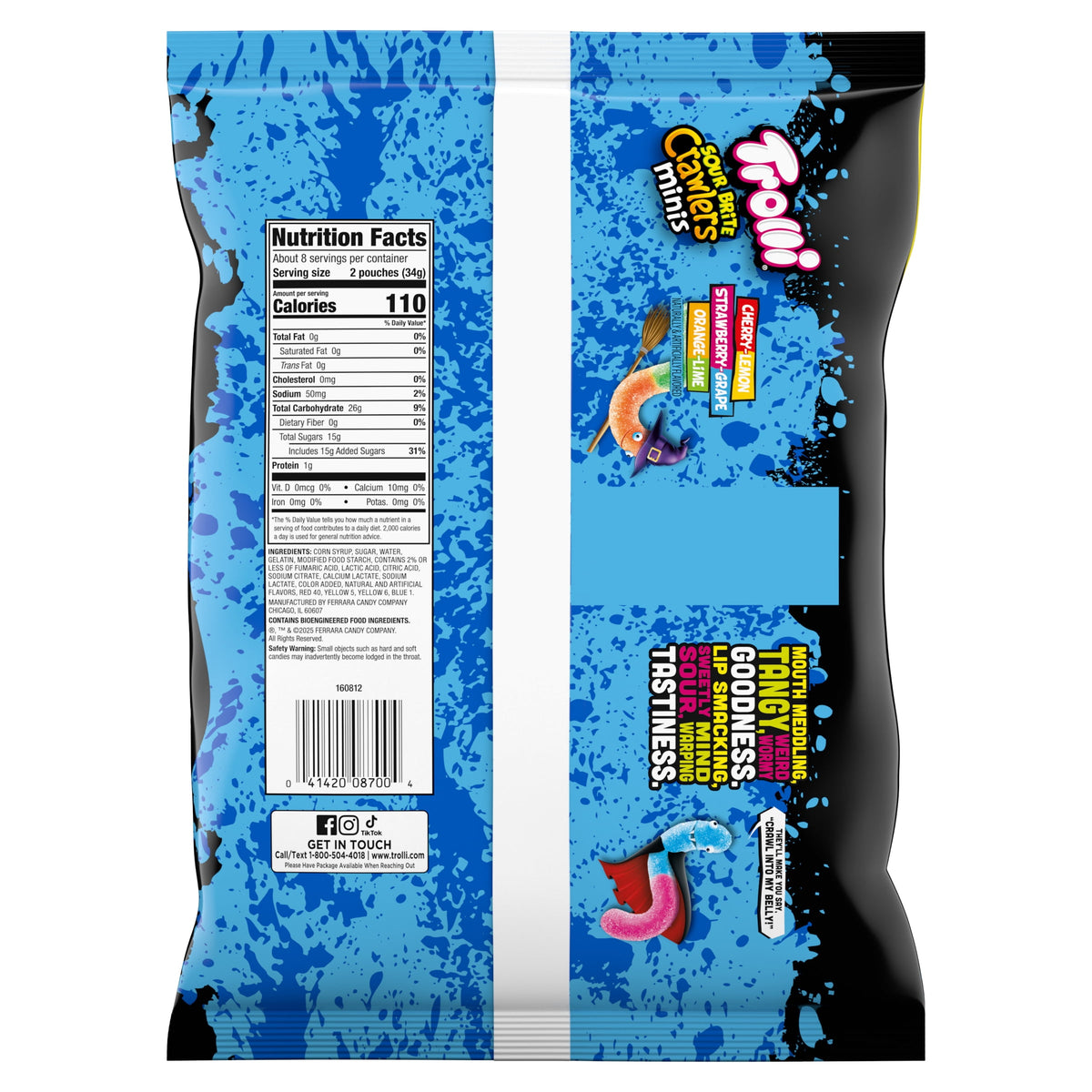 Trolli Halloween Sour Brite Crawlers Minis Treat Packs Candy, 9.6 oz