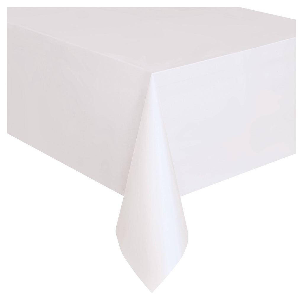 1 Count 54 IN x 108IN White Rectangular Plastic Table Covers by Way To Celebrate