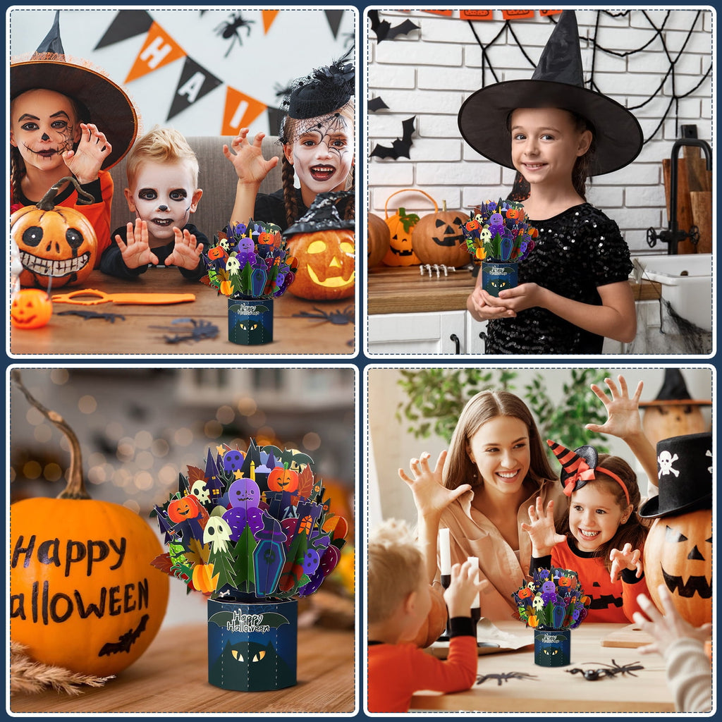 WaaHome Halloween Pop Up Card 3D Spooky Pumpkin Halloween Greeting Pop Up Cards Happy Halloween Cards with Envelope&Notecard Funny Halloween Gifts Card for Kids Adults Boyfriend Girlfriend Party Favor