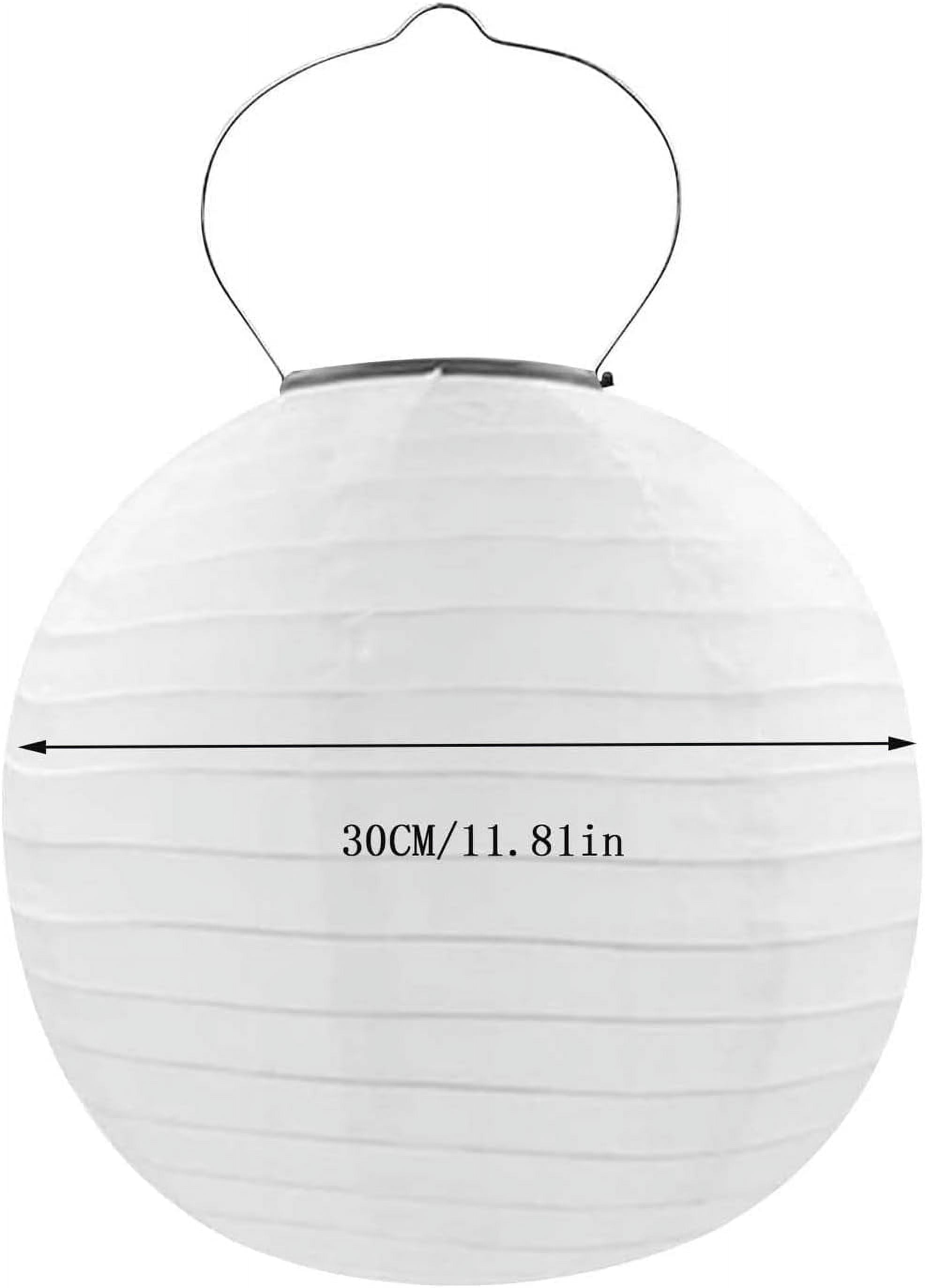 POPUQS White Solar Powered Outdoor Hanging Lanterns, Chinese Traditional 12 Inch