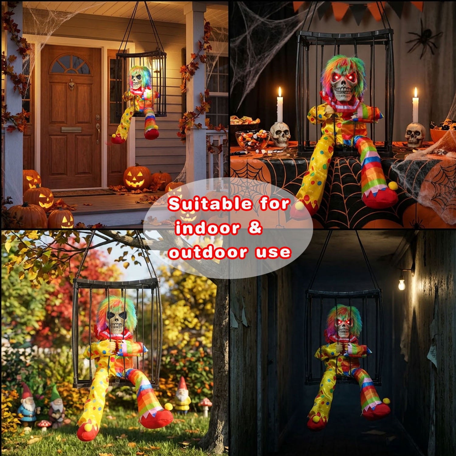 Magotan Screaming Animated Halloween Decorations, Outdoor Indoor Hanging Spooky Halloween Decoration, Scary Ghost Cage with Motion Sensor