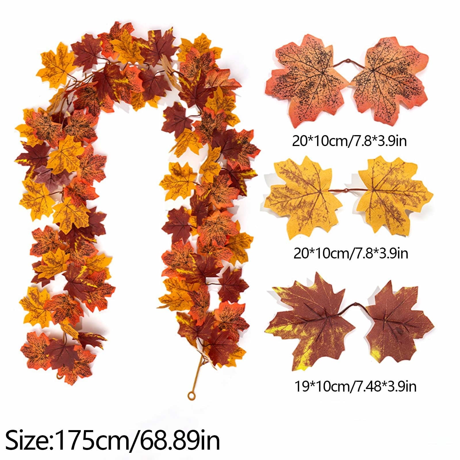 WKSCLPAI Halloween Maple Leaf Garland, Fall Vine Wreaths for Autumn Festivities Decor,Seasonal Garlands for Home,Halloween & Fall Decorations
