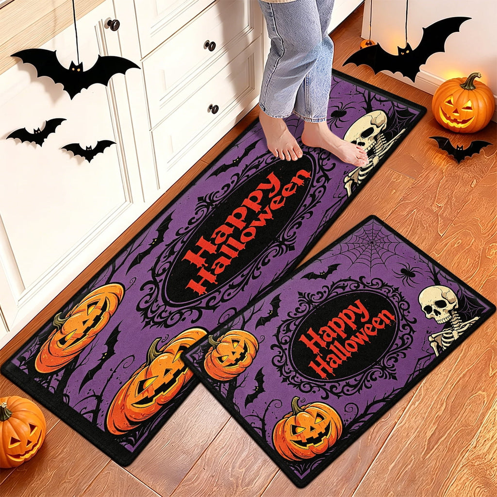 YIMEIS Halloween Pumpkin Lanterns 1Pc Flannel Mat and Kitchen Rugs,Soft Non-slip,Perfect for Home Bathroom