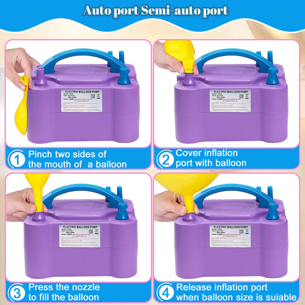 Electric Balloon Pump, Portable Dual Nozzle Blower Air Balloon Pump & Inflator for All Balloons Party Wedding Decoration