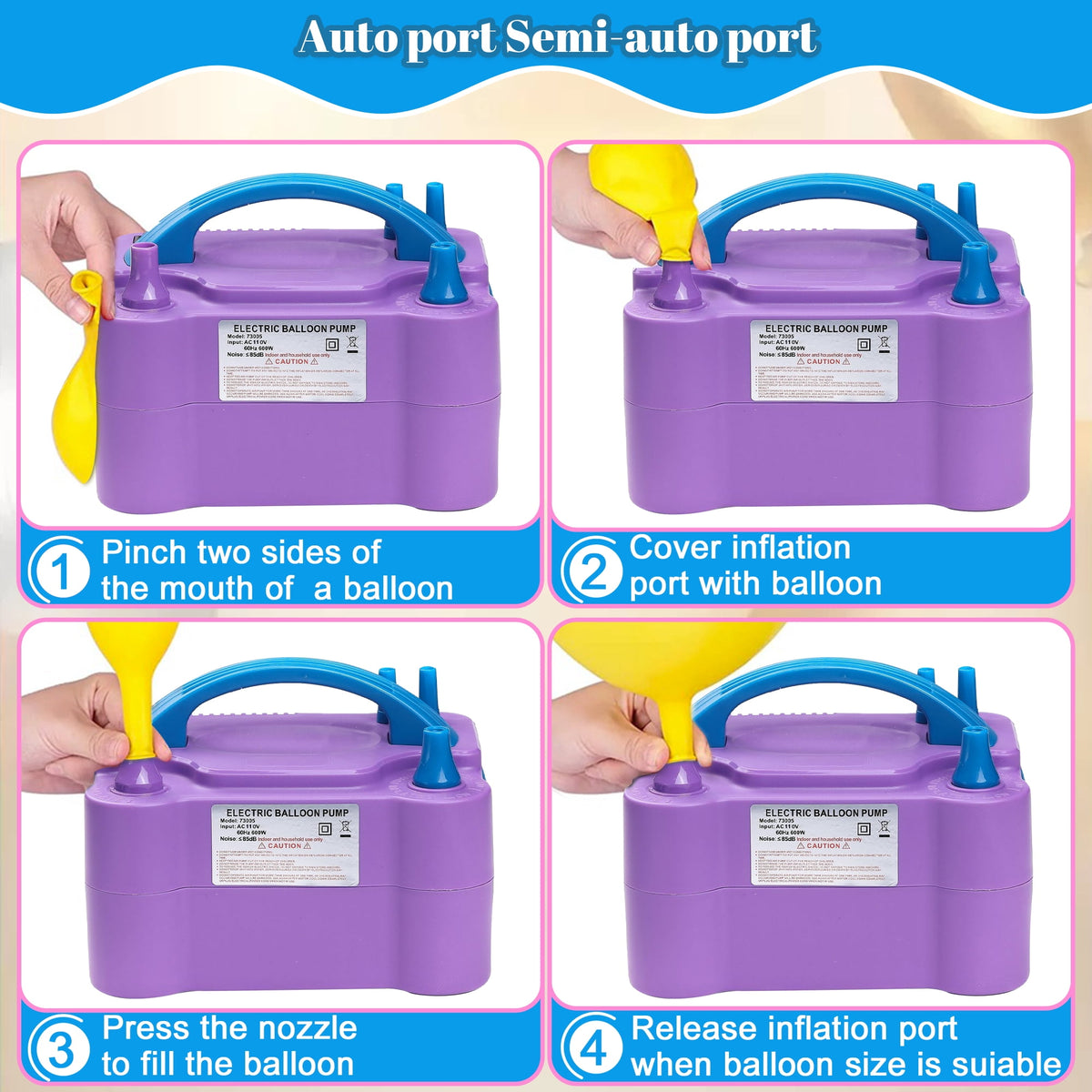 Electric Balloon Pump, Portable Dual Nozzle Blower Air Balloon Pump & Inflator for All Balloons Party Wedding Decoration