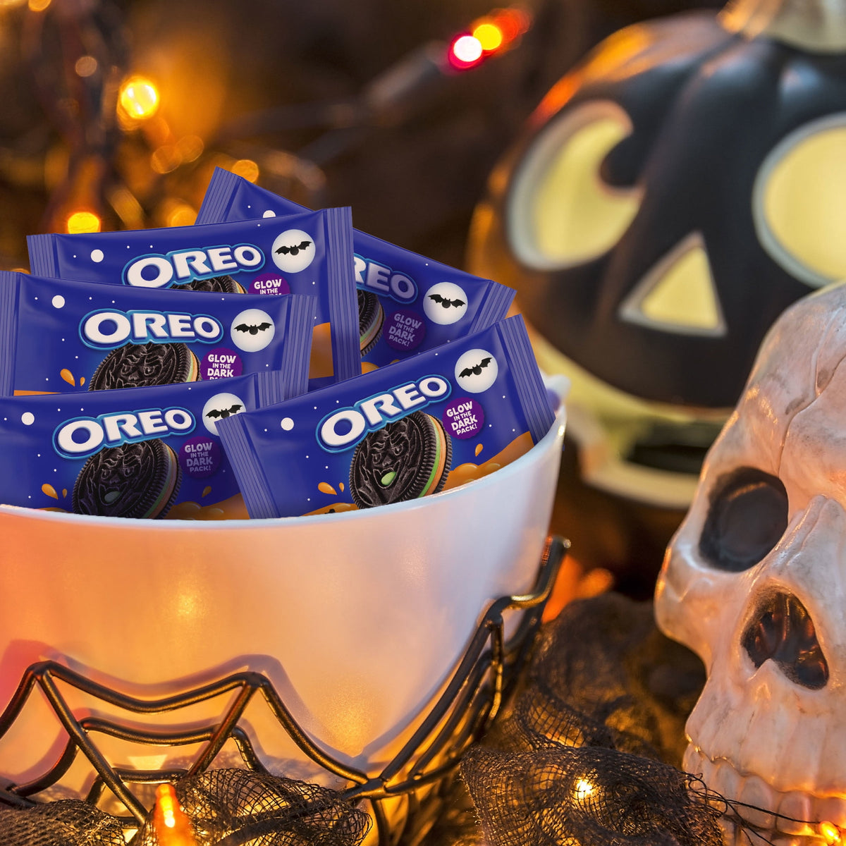 OREO Green and Orange Creme Chocolate Sandwich Cookies, Halloween Cookies, 14 Snack Packs