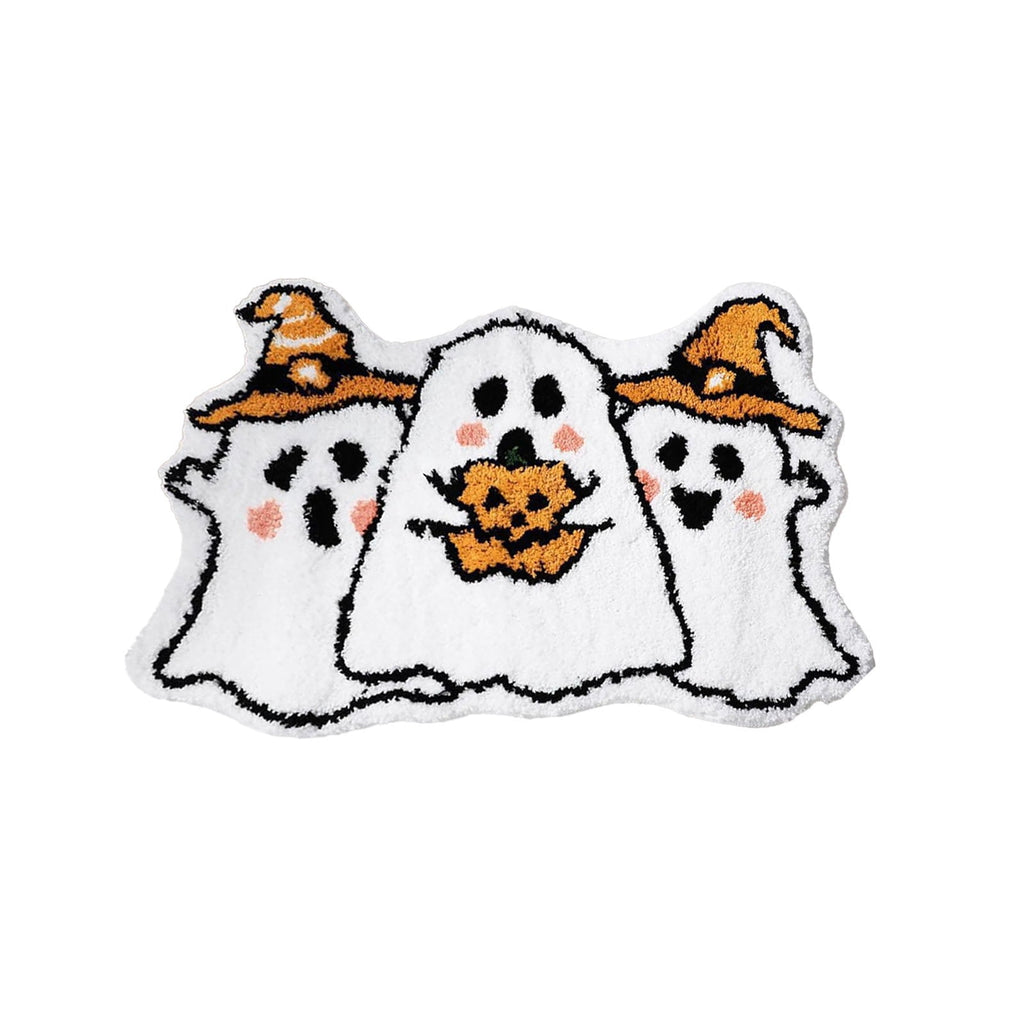 Halloween Wreath Shaped Rugs, Soft Indoor Mat for Entryway, Kitchen, Halloween Party, Pumpkin Witch Spooky Home Decor, 23.62x15.75 Inches