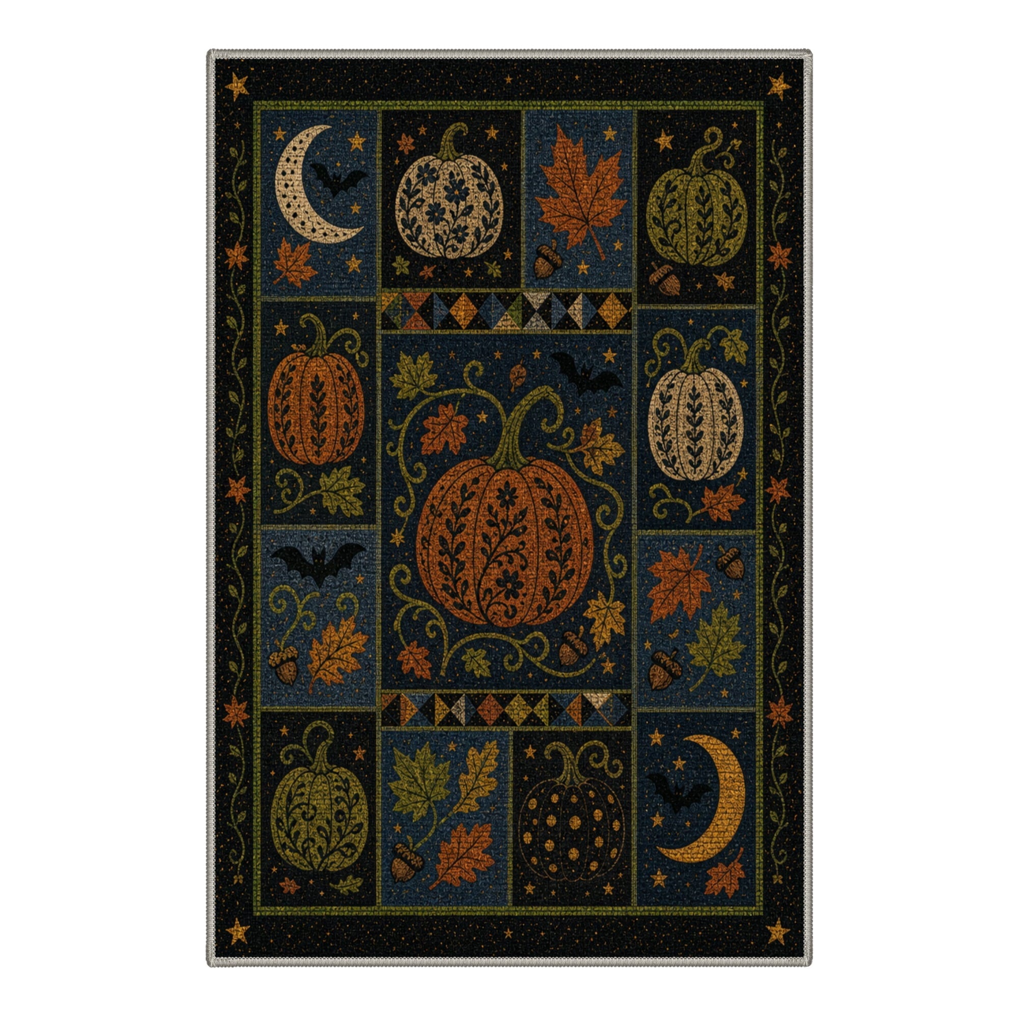 GENIMO 5'x7' Halloween Area Rug for Living Room, Washable Non Slip Soft Vintage Witch Indoor Rug for Bedroom Dining Room Home Office, Retro Sepia