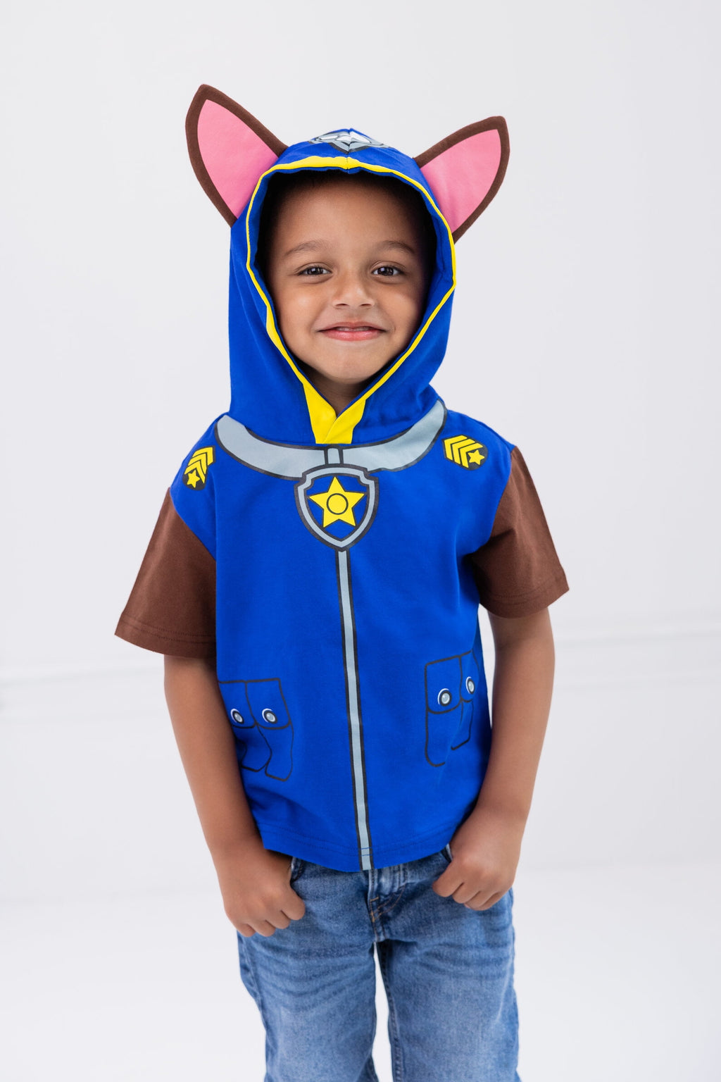 Paw Patrol Little Boys' Cosplay Hooded T-Shirt Chase Royal Blue