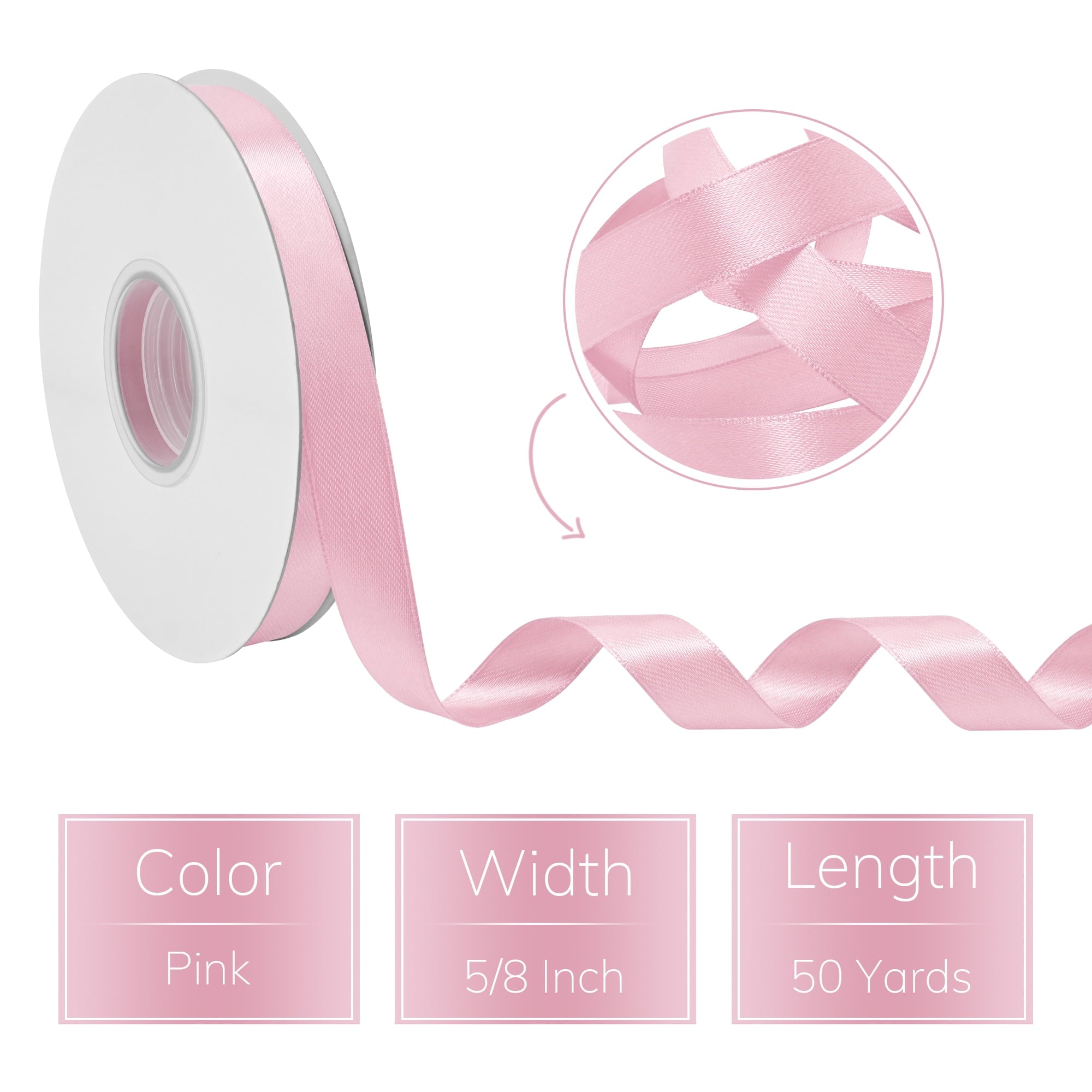 LoomJoyz Double Face Light Purple Satin Ribbon 5/8 inch X 50 Yards, Easter & Spring Decor Ribbon for Gift Wrapping, Weddings, Parties, Hair Bows & Invitations Decorations