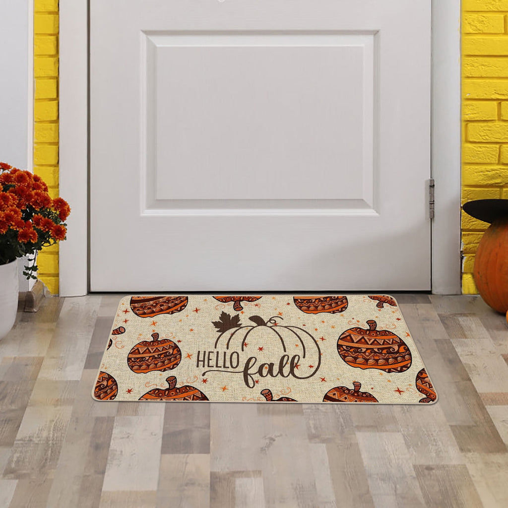 JOGZMZ Halloween Floor Mat Home Entrance Thanksgiving Pumpkin Thick Foot Mat Crystal Velvet Floor Mat