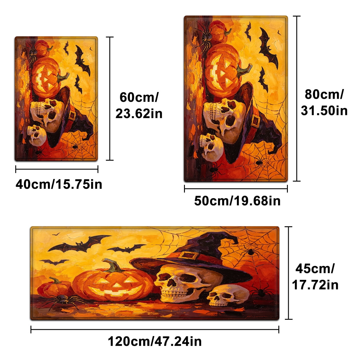 YIMEIS Halloween Pumpkin Lanterns 1Pc Flannel Mat and Kitchen Rugs,Soft Non-slip,Perfect for Home Bathroom