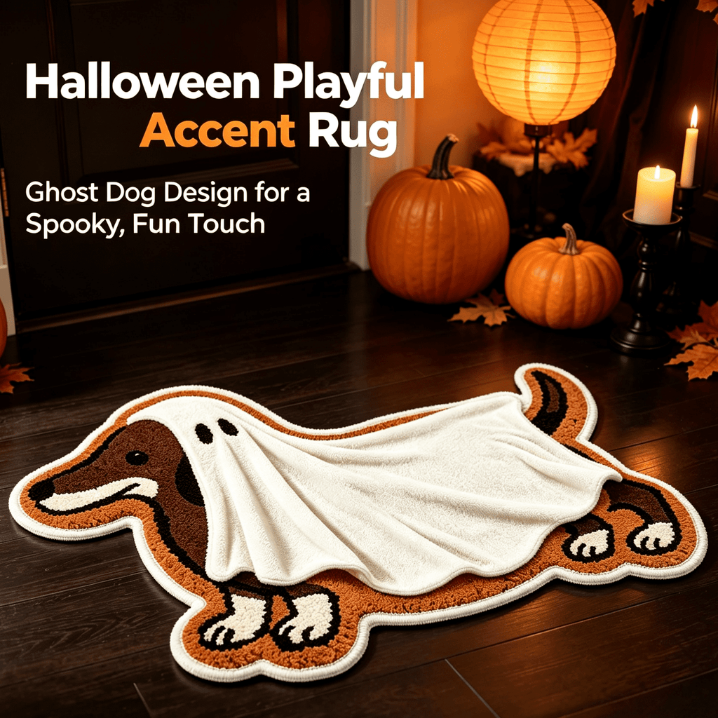 Halloween Dachshund Door Mat, 30"×18" Non-Slip Pumpkin Dachshund Floor Rug, Mat for Home Porch Fall Decor & Pet Lover Housewarming Gift