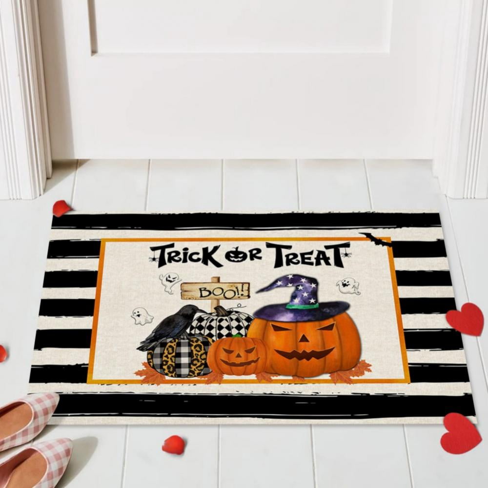 Halloween Door Mat Outdoor Trick or Treat Doormat Non Slip Funny Rug Pumpkin Holiday Decorative Entrance Mat for Halloween Indoor Outdoor Decoration, 15.7x23.6"