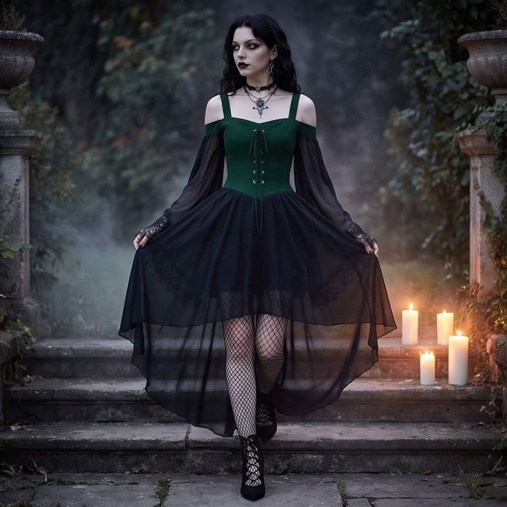 Witch Dress Women 2026 Halloween Costumes Woman Adults Medieval Vampire Butterfly Sleeve Mesh Gothic Outfits Red S