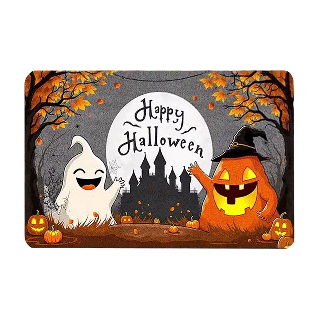 Halloween Wreath Shaped Rugs, Soft Indoor Mat for Entryway, Kitchen, Halloween Party, Pumpkin Witch Spooky Home Decor, 23.62x15.75 Inches
