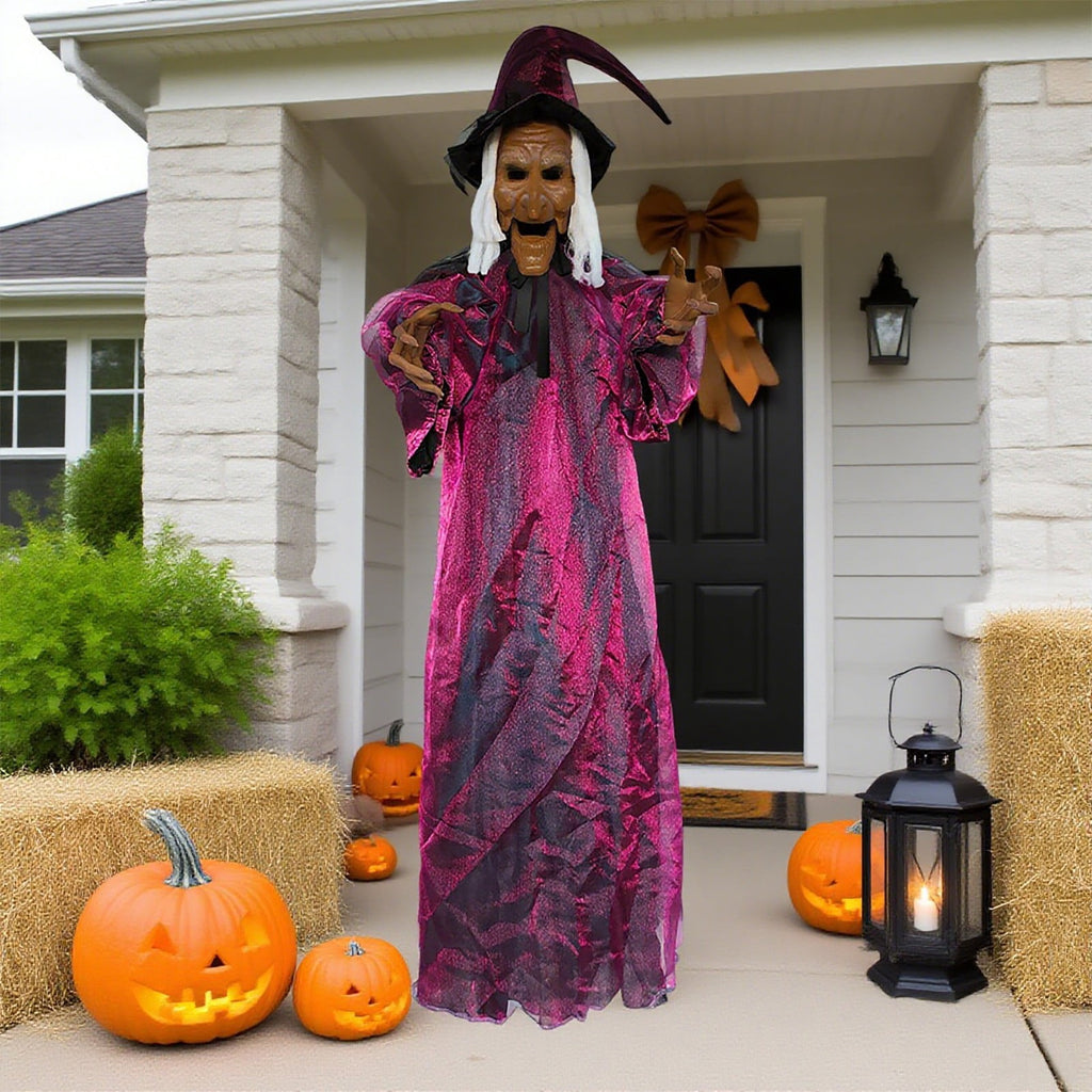 ZTTD Life Size Hanging Witch Halloween Decor (71 Inches) | Sound & Touch Activated Talking Halloween Decorations | Witch Props Excellent Choice for Haunted House | Indoor & Outdoor Animated Prop