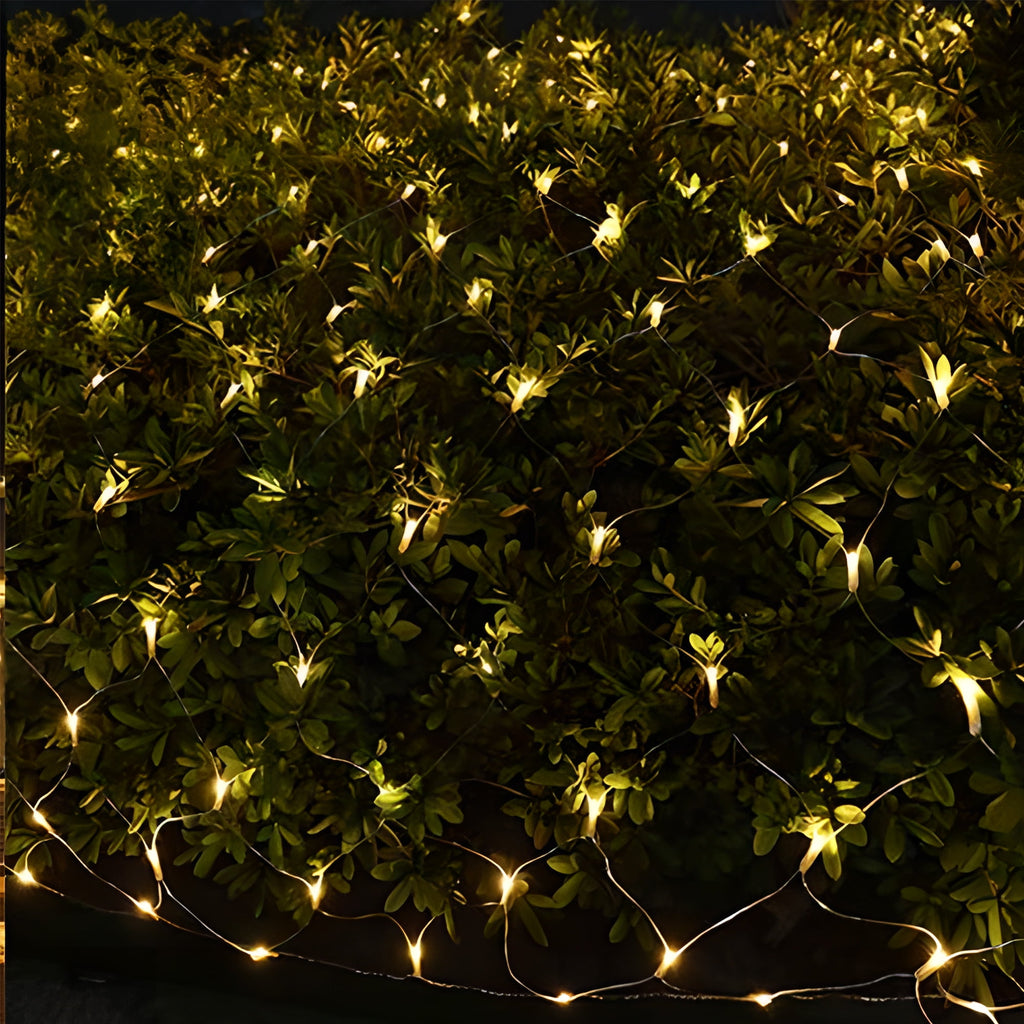 DAYBETTER Christmas Net Lights Outdoor, Warm White Waterproof Mesh Fairy String Lights, 12ft*5ft 360 LED with 8 Modes Plug in, for Bushes Garden Party Decoration