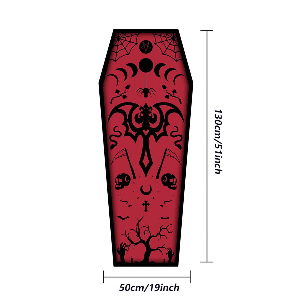 Halloween Coffin Rug - 4.3x1.6 Ft Goth Bath Mat, Non- Indoor Carpet for Living Room, Bedroom & Bathroom, Dark Gothic Decor for Spooky Home Parties