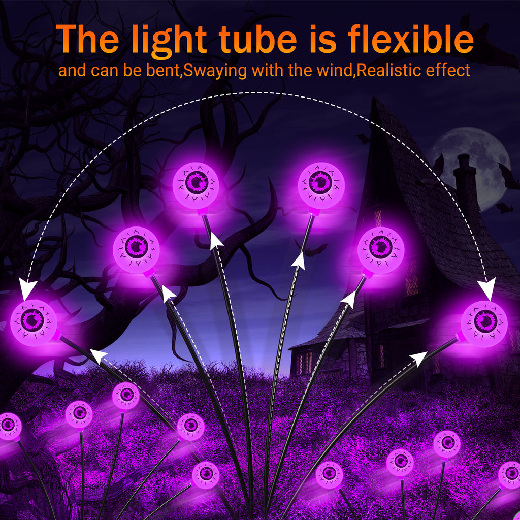 DAYBETTER 4 Pack Solar LED Eyeball Swaying Firefly Lights, 8 Lighting Modes, Waterproof, for Lawn