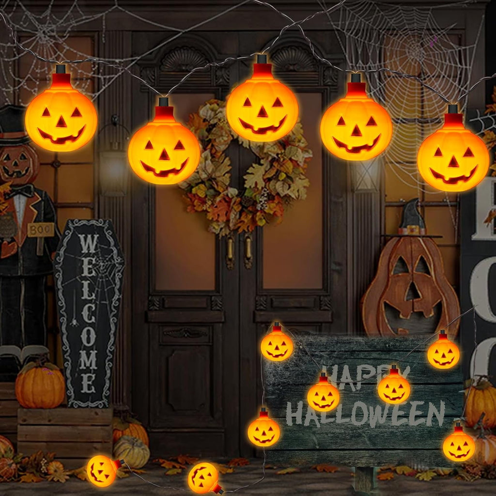 Halloween Pumpkin String Lights, 300cm 118in LED with 20pcs Jack O Lantern Lights - Waterproof, Plug-in for Indoor Outdoor Party, Garden, Yard Decoration