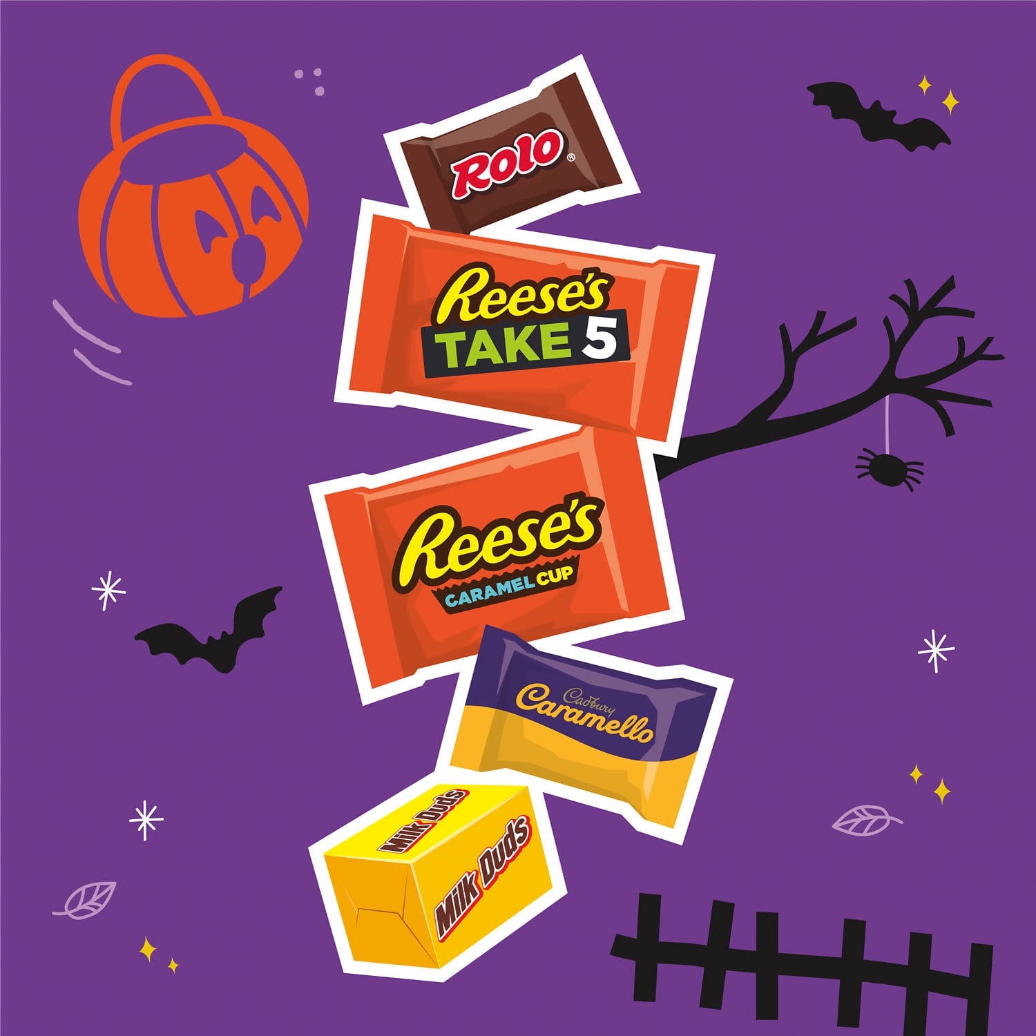 Hershey Assorted Caramel, Halloween Candy Variety Bag, 18.38 oz (40 Pieces)