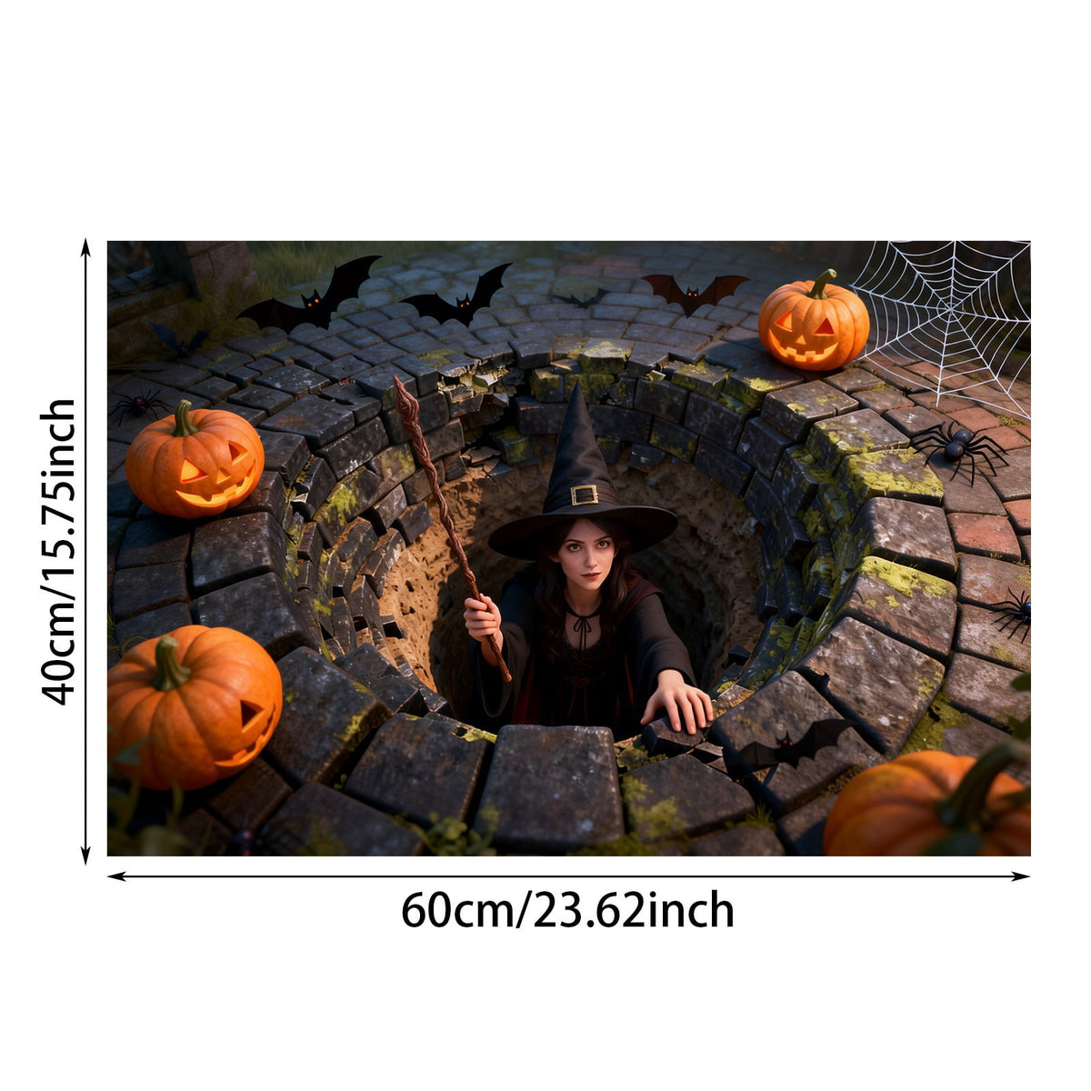 3D Optical Illusion Halloween Doormat Visual Trap Hole Design Non Velvet Entryway Rug Washable Floor Mat