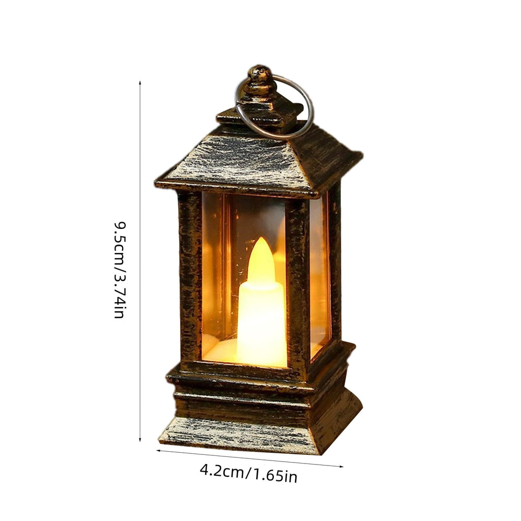Lanterns Decorative Indoor & Outdoor- Black Candle Lantern, 3.7in Waterproof LED Lantern for Patio & Porch, Battery-Powered Hanging Vintage Lanterns with Timer for Weddings, Transparent