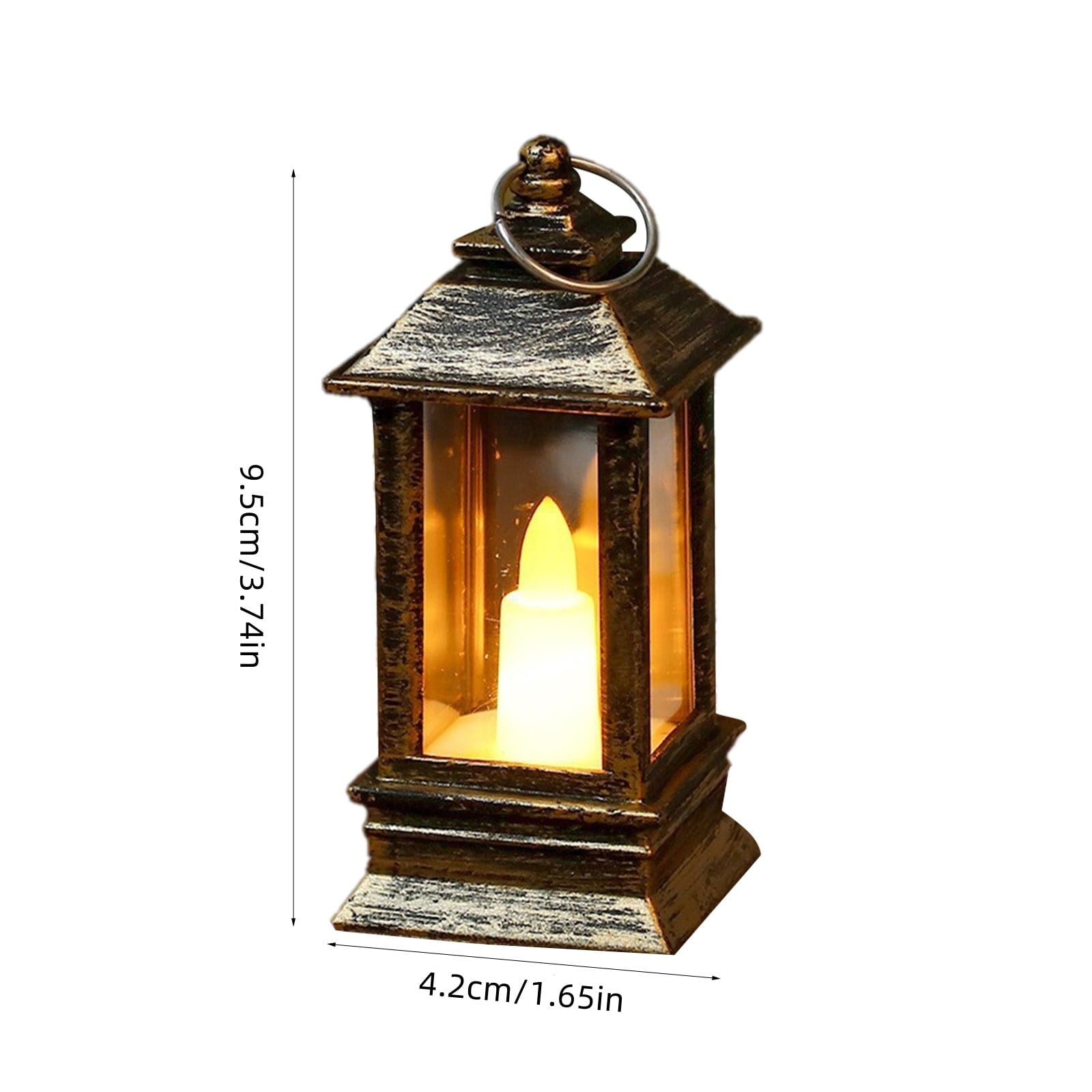 Lanterns Decorative Indoor & Outdoor- Black Candle Lantern, 3.7in Waterproof LED Lantern for Patio & Porch, Battery-Powered Hanging Vintage Lanterns with Timer for Weddings, Transparent