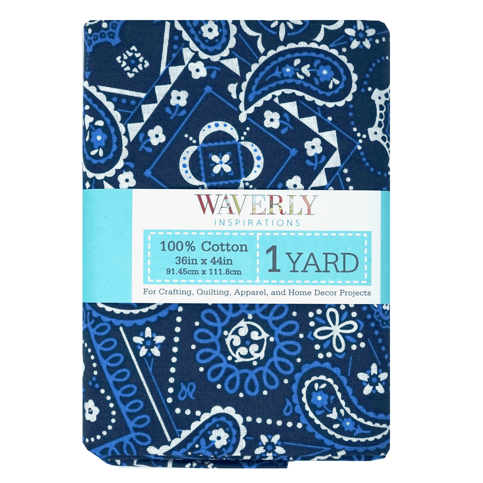 (2 pack) Waverly Inspirations Sewing & Craft Fabric, Bandana Ink Lapis, 1 Yard Precut, 100% Cotton, 44 in Wide, for Quilting & Sewing